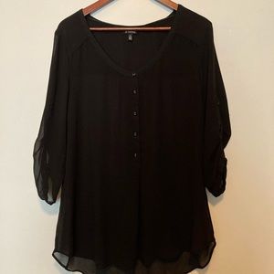 Sheer Black 3/4 length sleeve blouse